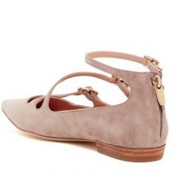 Sigerson Morrison | Pulie Pointy Suede Buckle Flat Blush - 7M Womens - Picture 2 of 14